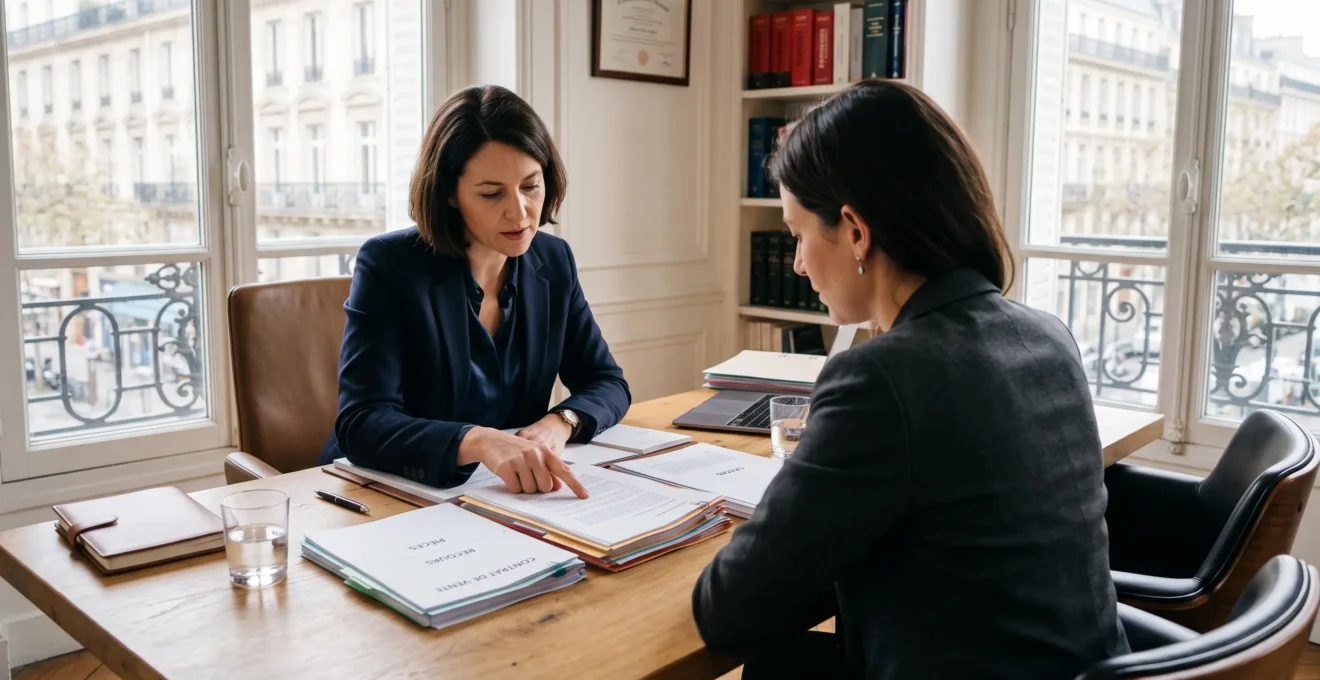 Consultation avec un avocat en droit du travail dans un bureau parisien moderne.